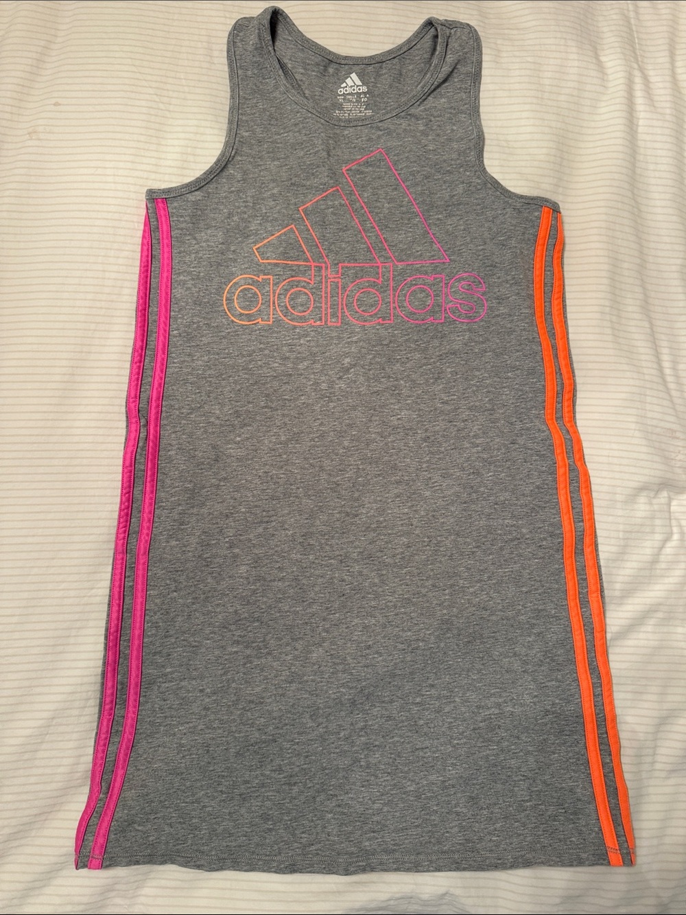 adidas Gray Tank Dress with Pink & Orange Accents